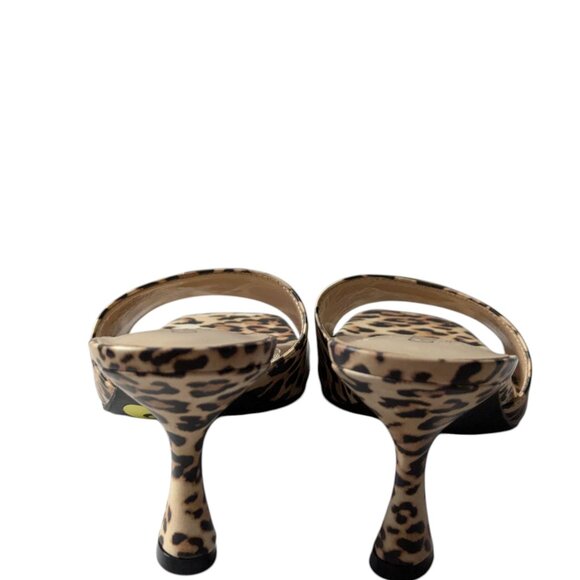 Guess Leopard Print Square Open Toe Logo Detail Kitten Heel Mules Size 9 NWOB - Picture 4 of 9